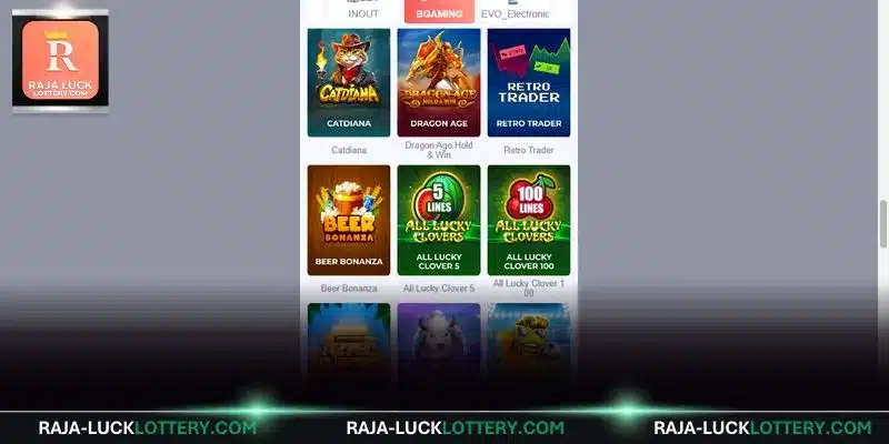 Players can review earlier results directly inside Raja Luck